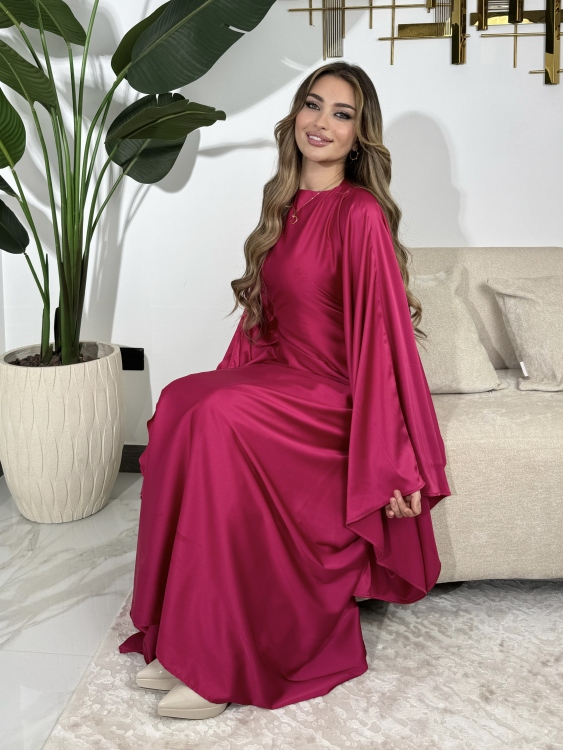 جلابية ملاك (fushia)( )Batwing Sleeve Long Dress