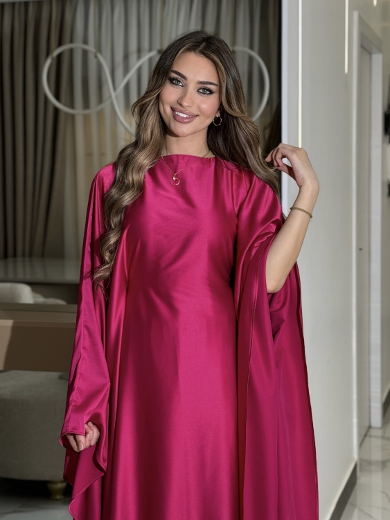 جلابية ملاك (fushia)( )Batwing Sleeve Long Dress