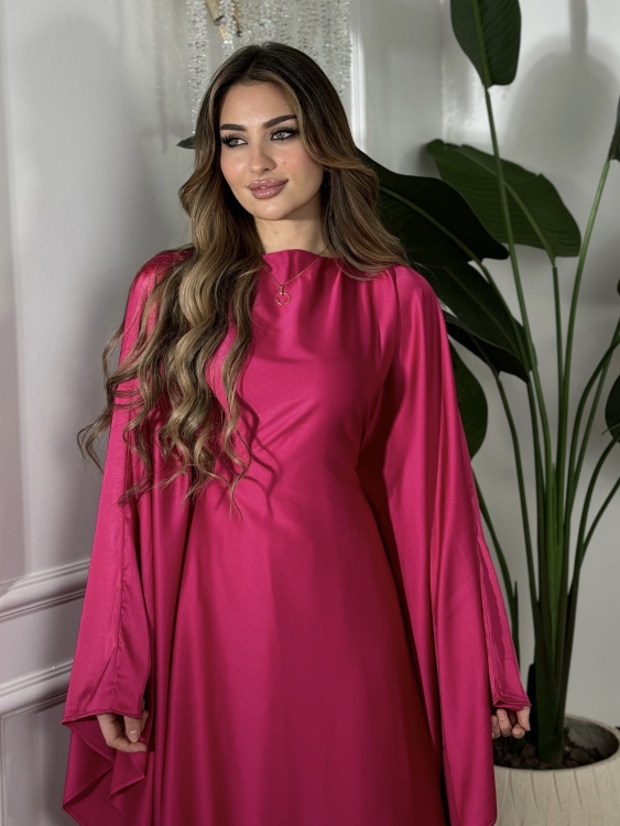 جلابية ملاك (fushia)( )Batwing Sleeve Long Dress