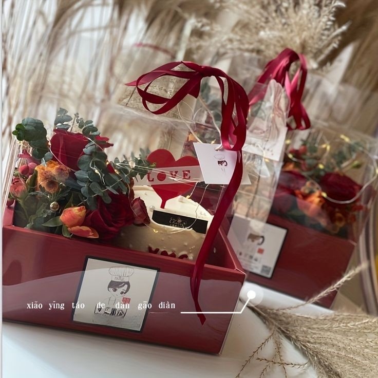علبه شفاف 26×18 لون احمر 