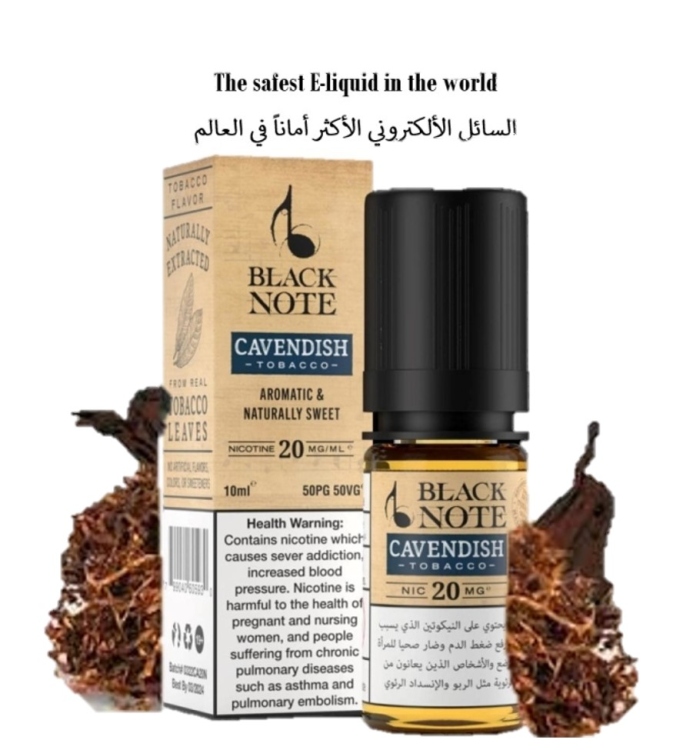 Black Note Cavendish Tobacco/  Aromatic & Naturally Sweet/  Vape Juice - The safest  E-liquid in the world