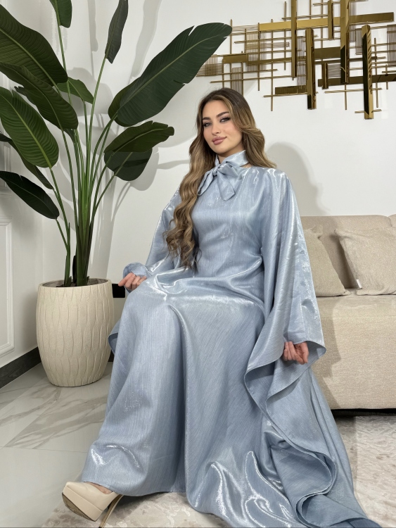 جلابية ملاك (ازرق)Batwing Sleeve Long Dress