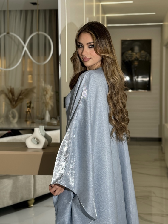 جلابية ملاك (ازرق)Batwing Sleeve Long Dress