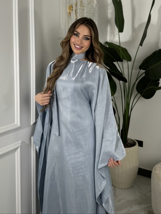 جلابية ملاك (ازرق)Batwing Sleeve Long Dress