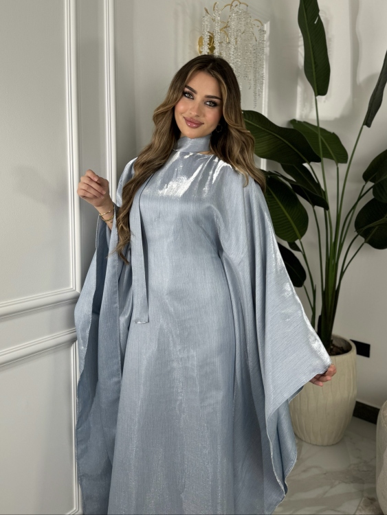 جلابية ملاك (ازرق)Batwing Sleeve Long Dress