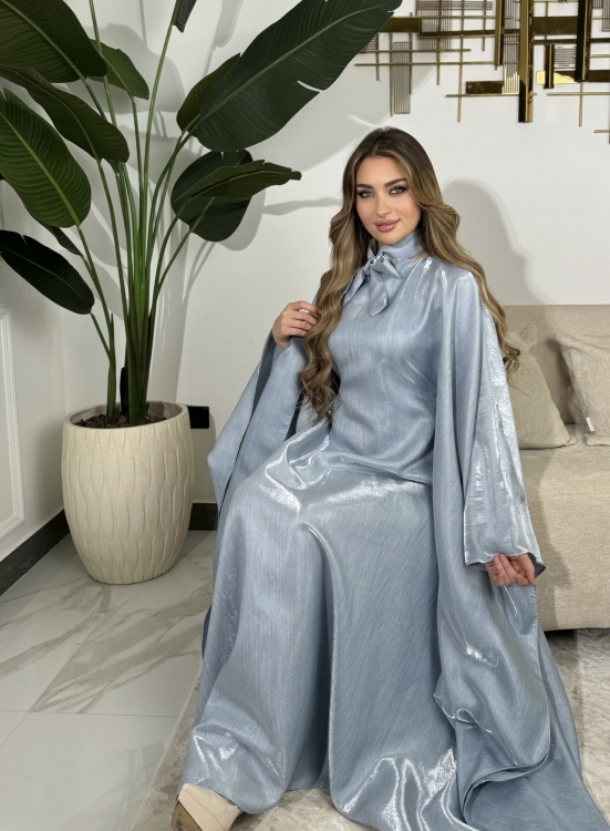 جلابية ملاك (ازرق)Batwing Sleeve Long Dress