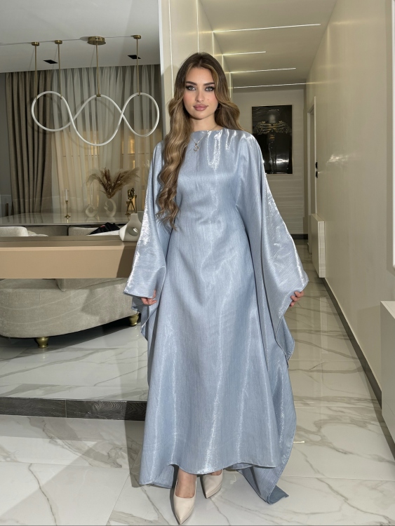 جلابية ملاك (ازرق)Batwing Sleeve Long Dress