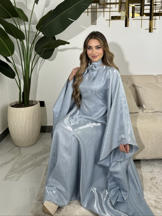 جلابية ملاك (ازرق)Batwing Sleeve Long Dress