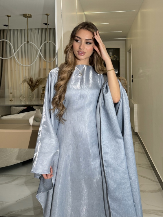 جلابية ملاك (ازرق)Batwing Sleeve Long Dress