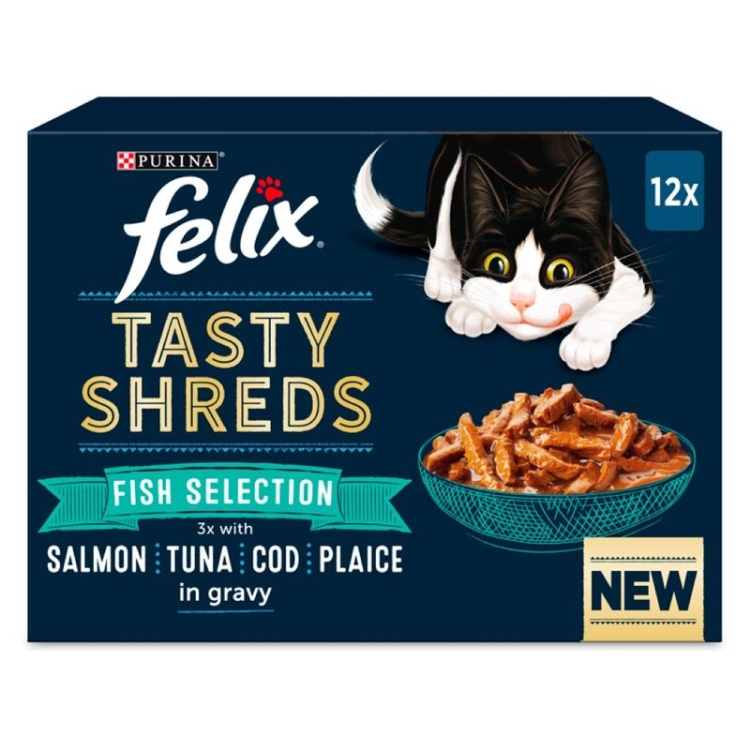Felix Tasty Shreds Cat Food Mixed Selection in Gravy, 12 x 80 g