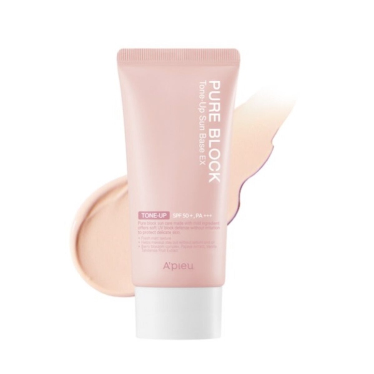 A'PIEU Pure Block Tone-Up Sun Base SPF50+ PA+++ كريم للوقاية من اشعة الشمس مع تأثير تفتيح فوري