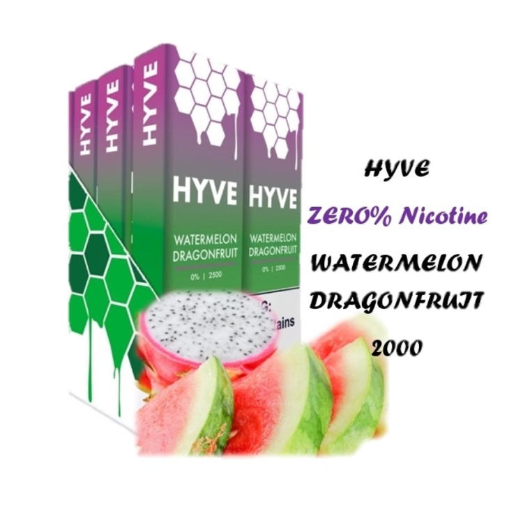 HYVE Zero Nicotine Watermelon DragonFruit  2000 Puffs  Disposable Vape