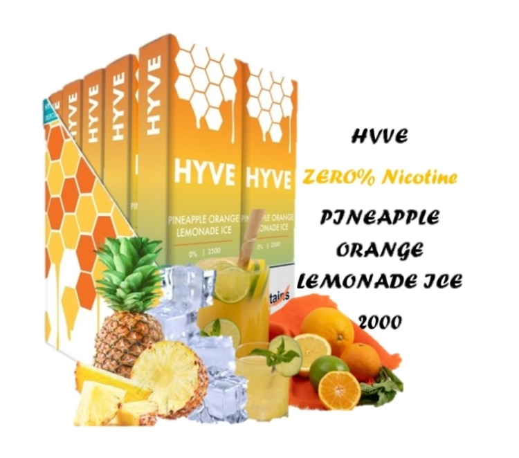 HYVE Zero Nicotine Pineapple Orange Lemonade Ice  2000 Puffs Disposable Vape