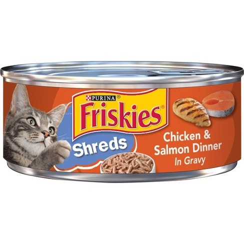 friskies chicken&salmon shreds in gravy