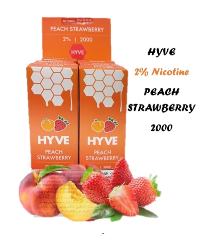 HYVE Peach Strawberry 2000 Puffs 2% NIC Disposable Vape