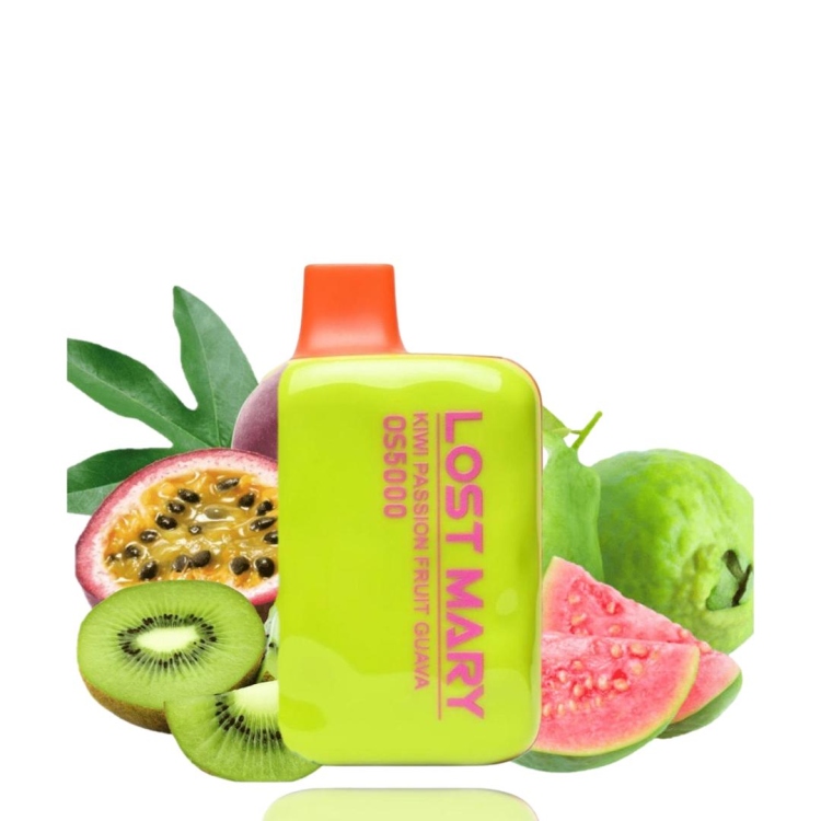 Lost Mary Kiwi Passion Fruit Guava, 5000 Puffs , Rechargeable Disposable, Vape Device 