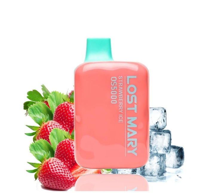 Lost Mary Strawberry Ice,  5000 Puffs , Rechargeable Disposable, Vape Device 