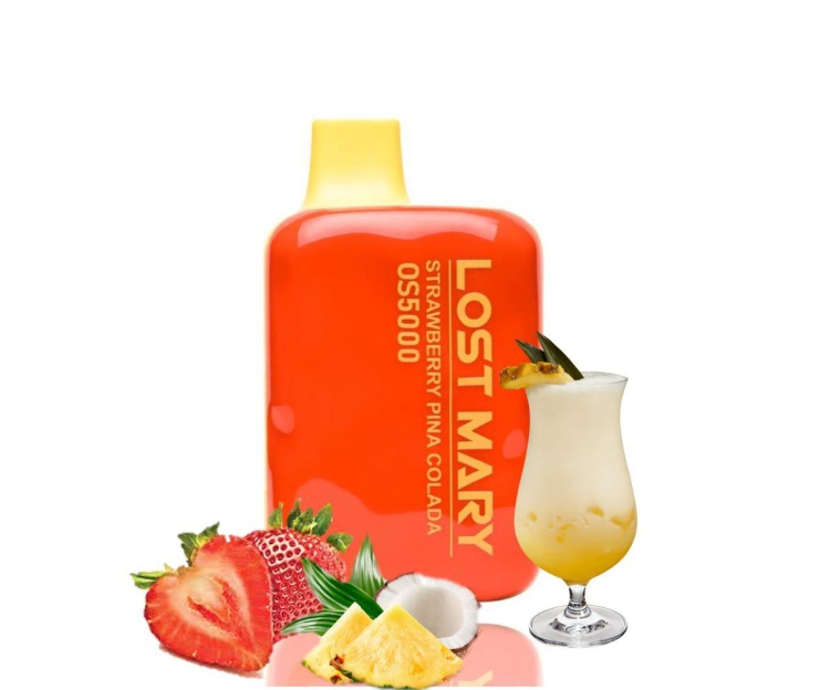 Lost Mary Strawberry Pina Colada, 5000 Puffs , Rechargeable Disposable, Vape Device 