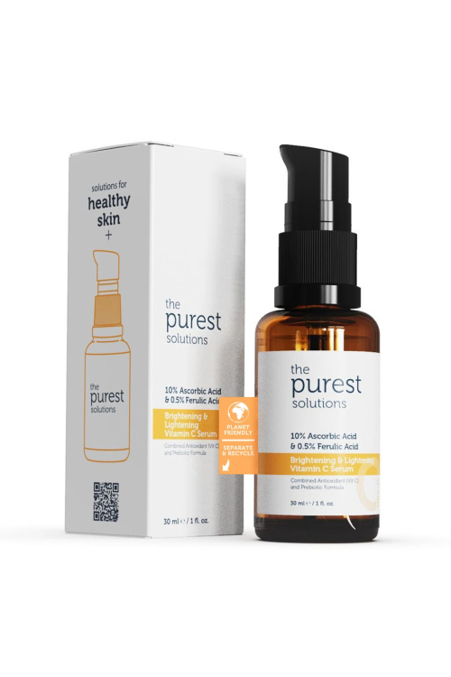 The Purest Solutions, Brightening & Lightening Vitamin C Serum 10% Ascorbic Acid & 0.5% Ferulic Acid - ذا بيوريست , مصل فيتامين سي لتفتيح  البشرة بنسبة 10٪ حمض الأسكوربيك و 0.5٪ حمض الفيروليك