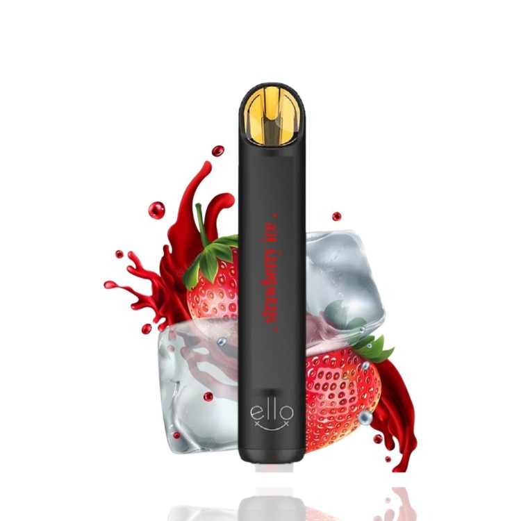 BLVK ello Strawberry Ice, Rechargeable Disposable Vape 2000 Puffs