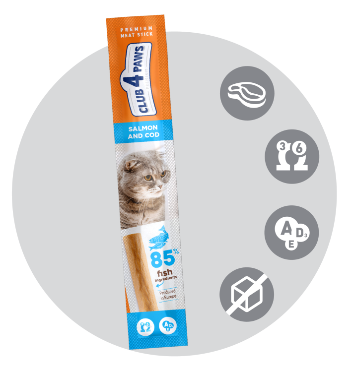 Club 4 paws Meaty Stick Salmon&Cod Complementary For Cats 5gm