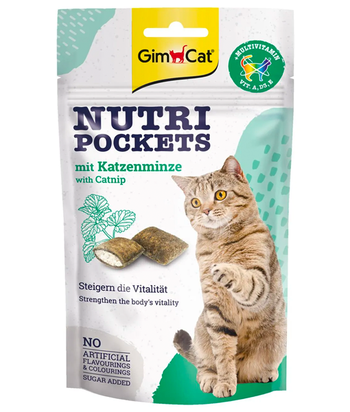 GIMCAT NUTRI POCKETS CATNIP & MULTI-VITAMIN 60G