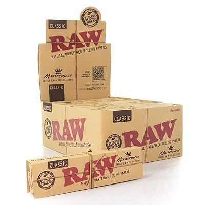 RAW Classic Rolling Paper - King Size Slim - 32 paper + 32 Tip  per pack 