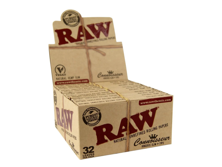 RAW Classic Rolling Paper - King Size Slim - 32 paper + 24 Pre-Rolled Tip  per pack 