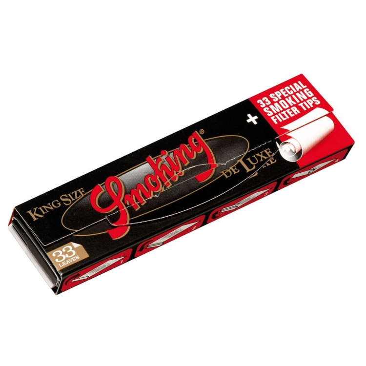 SMOKING - Deluxe King Size Rolling Paper - 33 Paper + 33 Tip per Booklet 