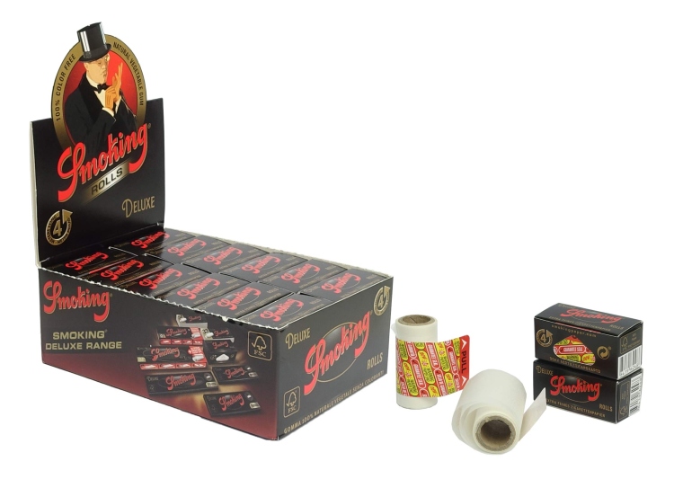 SMOKING - Deluxe Rolls Rolling Paper - 4m Roll + 33 Tip per Booklet 