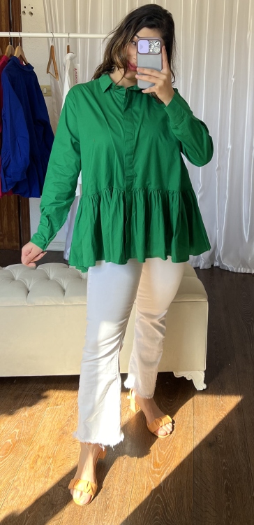 Ruffle Button Front Blouse