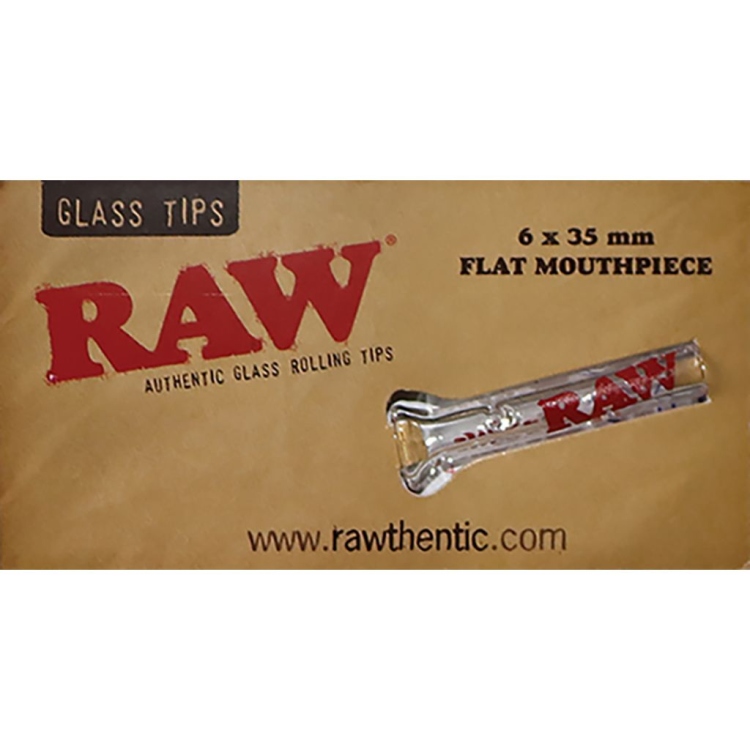 RAW Authentic Glass Rolling Tips - Size 6X35 mm - Flat Mouthpiece