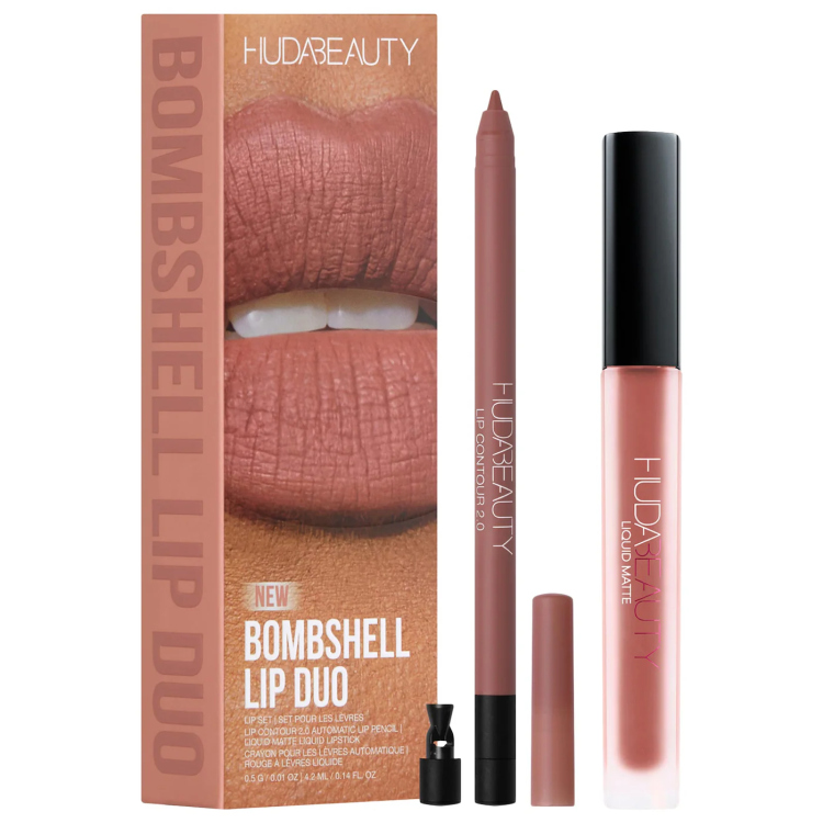 Huda Beauty Bombshell Lip Liner and Liquid Lipstick Set