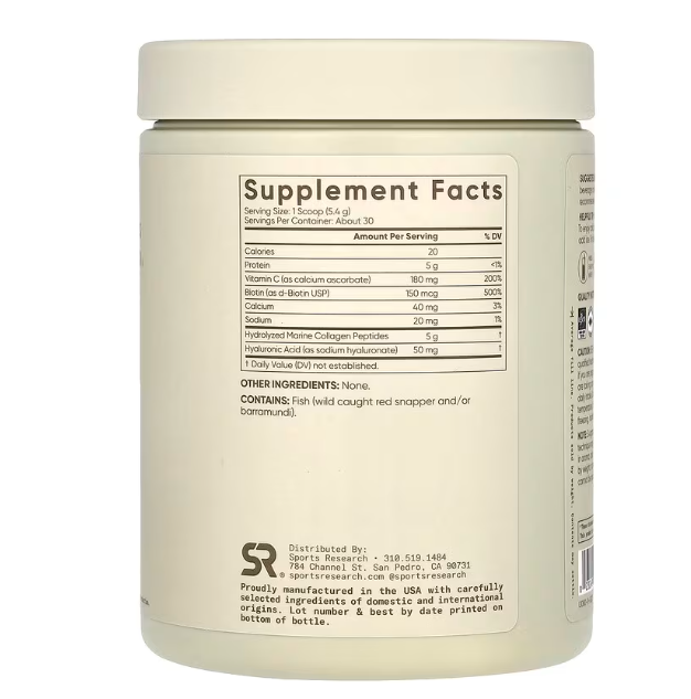 Sport Research, Marine Collagen Powder - Unflavored 