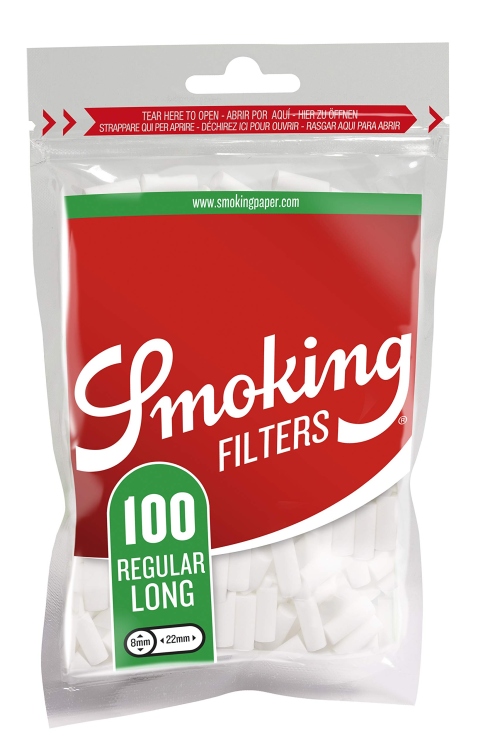 Smoking Regular Long Size Filters, 100 Tips (22 X 8 Mm)