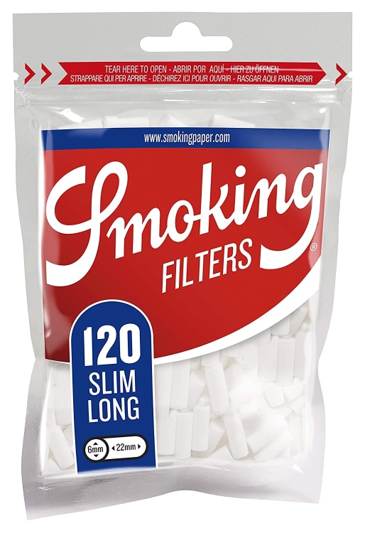 Smoking Slim Long Size Filters, 120 Tips (22 X 6 Mm)