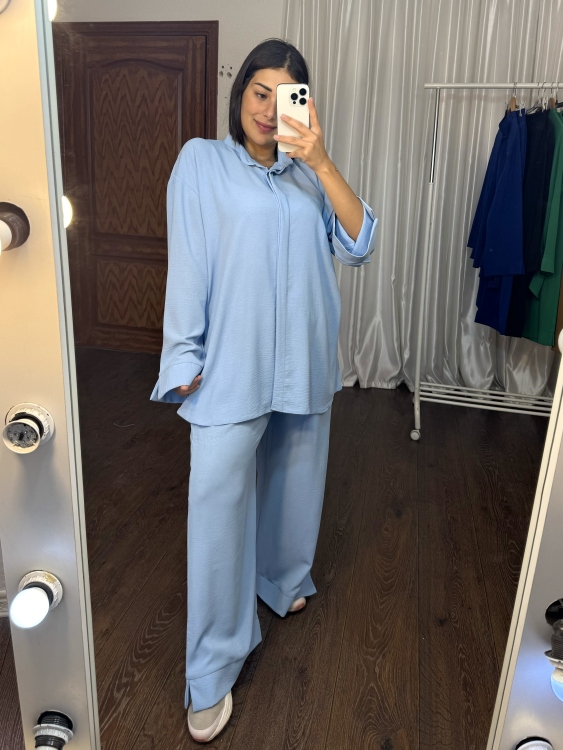 Drop Shoulder Blouse & Wide Leg Pants