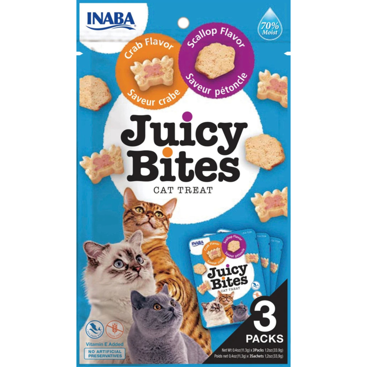 inaba juicy bites cat treat 3 packs with scallop & crab flavour