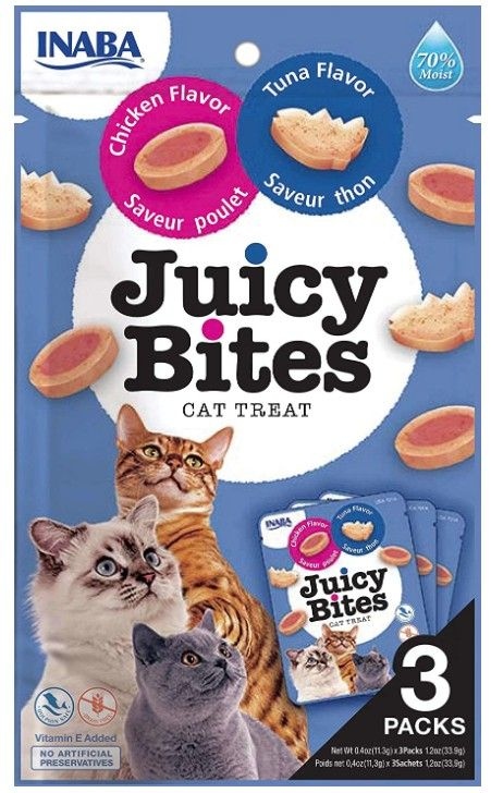 inaba juicy bites cat treat 3 packs with tuna & chicken flavoura