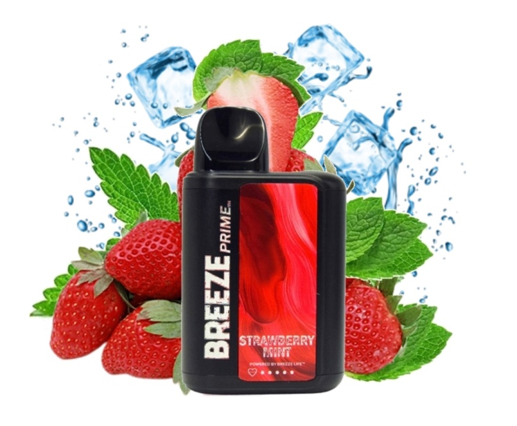 BREEZE PRIME  Strawberry Mint, 6000 Puff, Disposable Vape 