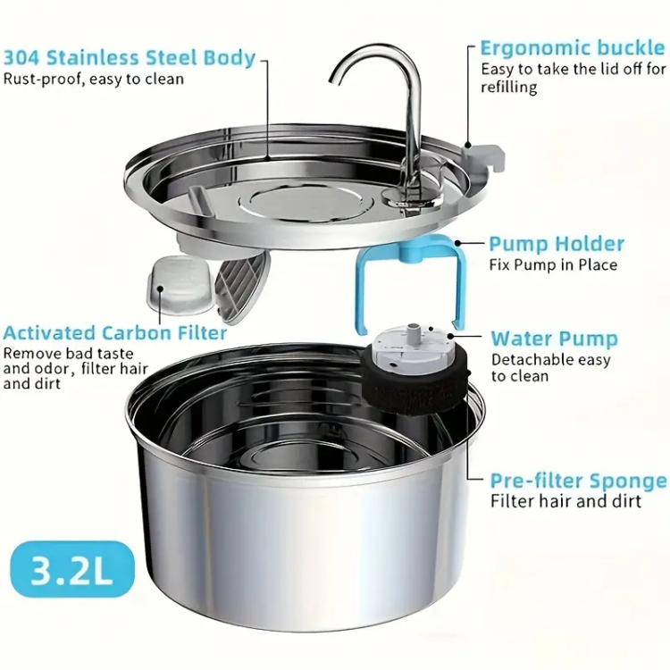 Water Fountain Stainless Steel for pets