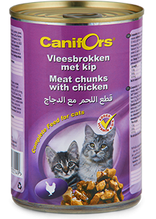 طعام القطط قطع لحم Canifors مع الدجاج