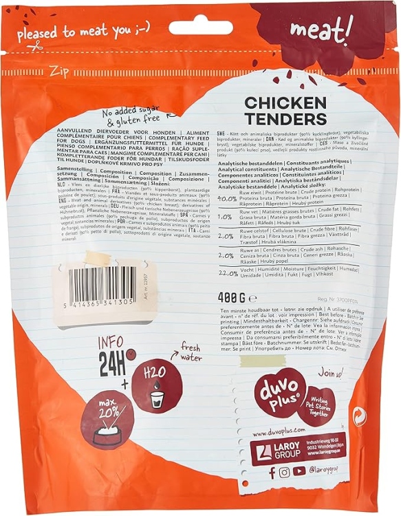 Duvo+ snack chicken tenders 400g, dog snack