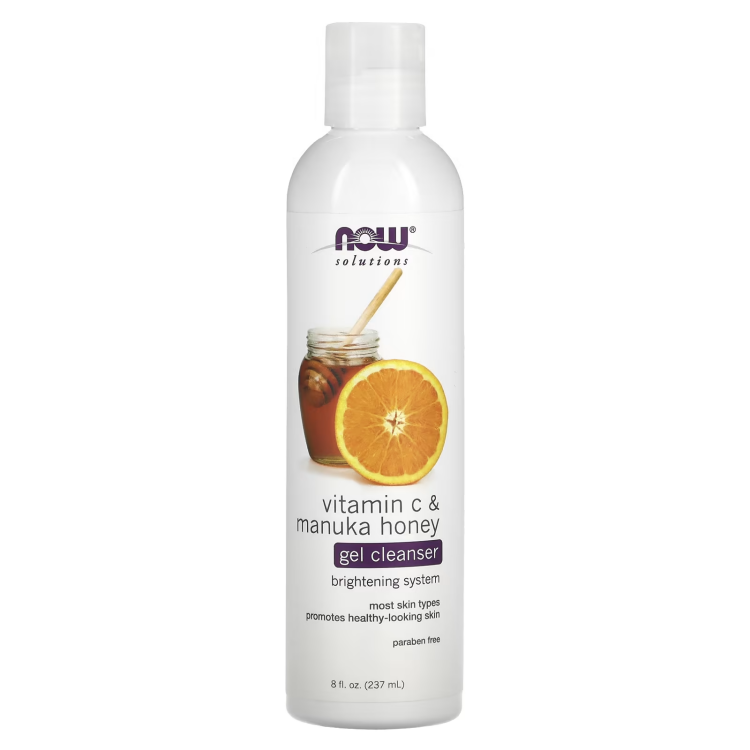 NOW Foods, Solutions, Gel Cleanser, Vitamin C & Manuka Honey, 8 fl oz (237 ml)