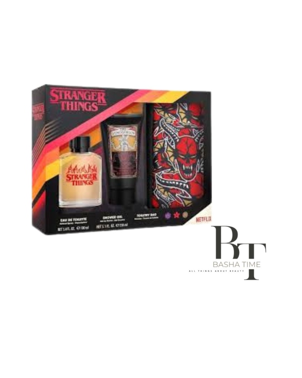 مجموعة STRANGER THINGS (عطر 100 مل + جل 150 مل + حقيبة ضروريات)