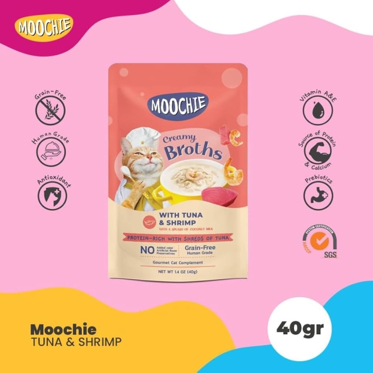 Moochie Kitten Creamy Broth With Tuna & Shrimp 40g 