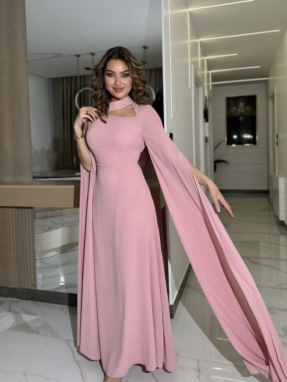 Long Slit Sleeve Elegant Dress (زهري) ليليانا