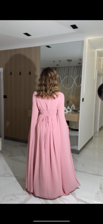 Long Slit Sleeve Elegant Dress (زهري) ليليانا