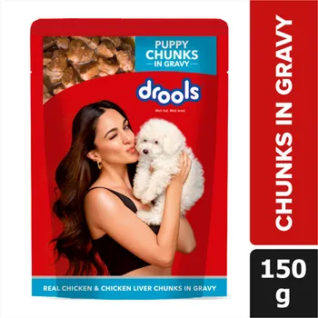 Drools Real Chicken & Chicken Liver Chunks in Gravy Wet Puppy Food – 150 g