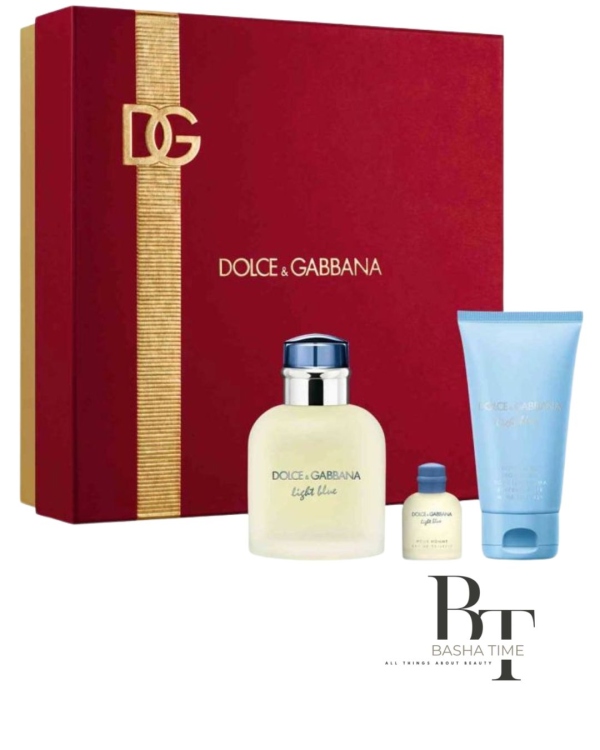 عطر D&G لايت بلو للرجال (ماء تواليت 75 مل + جل استحمام 50 مل + عينة صغيرة 5 مل) عرض عيد الميلاد 2024